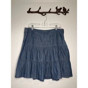 Ann Taylor LOFT cotton denim tiered skirt 8